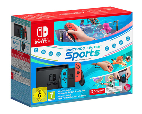 Nintendo Switch Console (Neon Red/Neon Blue) Switch Sports Set + 12 Months NSO